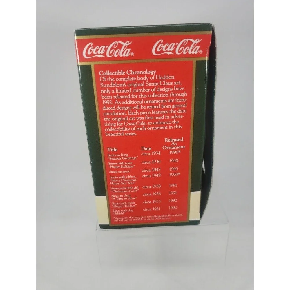 Coca-Cola Trim A Tree Collection 1947 Santa on Stool Ornament 1990 Vintage Coke